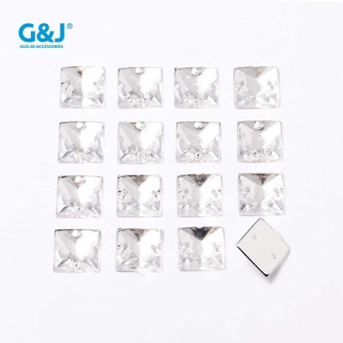 Imitation Glass Crystal Plane Square Satellite Double-Hole Drill Imitation Platform Acrylic Drill Hand-Stitched Drill Shoe Clothing Shoe Flower Accessories 