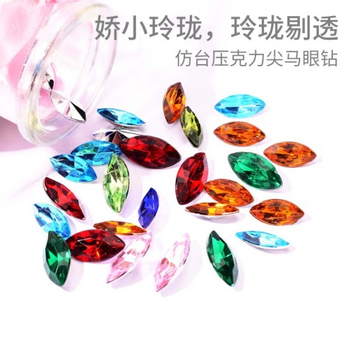 Imitation Taiwan Pointed Bottom Two Pointed Horse Eyes Diamond Prism Double Pointed Acrylic Diamond Imitation Taiwan Diamond 