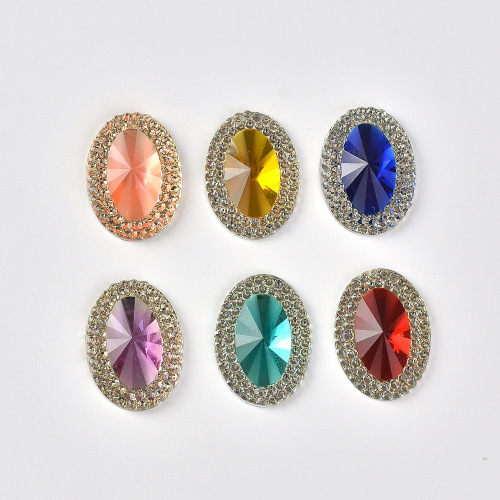 resin oval flat double-color pointed face ring jewelry accessories sticking diamond diy resin rhinestone high-grade sticker resin diamond