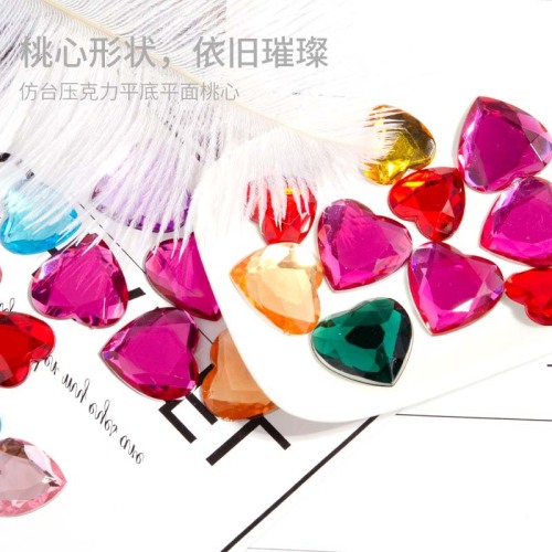 Imitation Acrylic Peach Heart Flat Diamond DIY Handmade Children‘s Plastic Headband Toy Decorations Sticking Diamond Accessories 