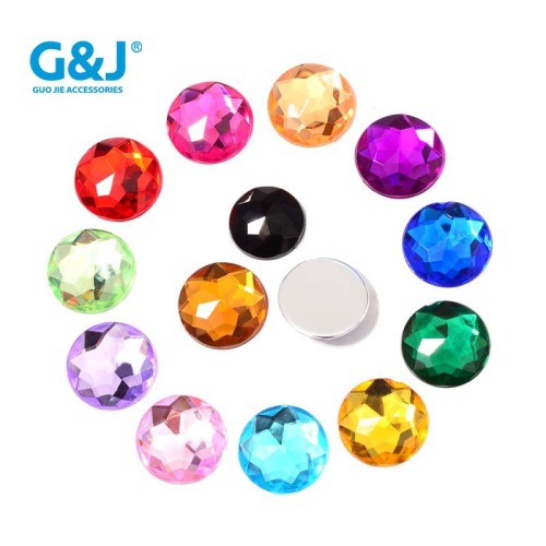 In Stock Wholesale Flat Bottom Chamfering Color Multi-Choice Imitation Table Acrylic round Chamfer Drill DIY Ornament Accessories Scattered Beads
