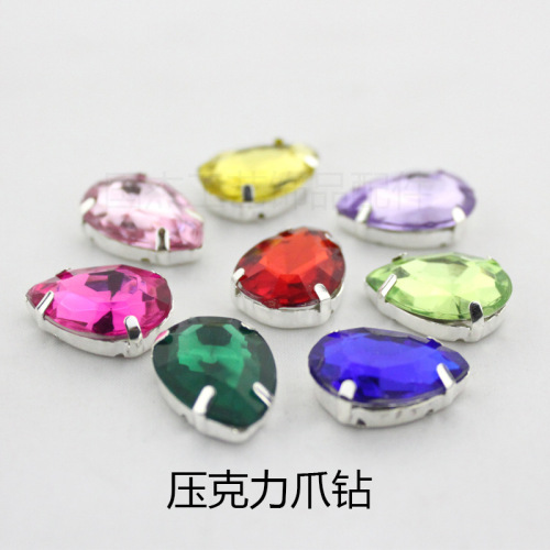 hand-stitched claw diamond water drop acrylic four-claw white k color diy fashion wedding dress women‘s shoes beaded material jewelry accessories