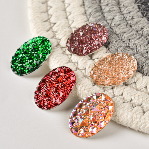oval flat resin diamond rhinestone button resin diamond sticker resin diamond diy resin jewelry accessories wholesale