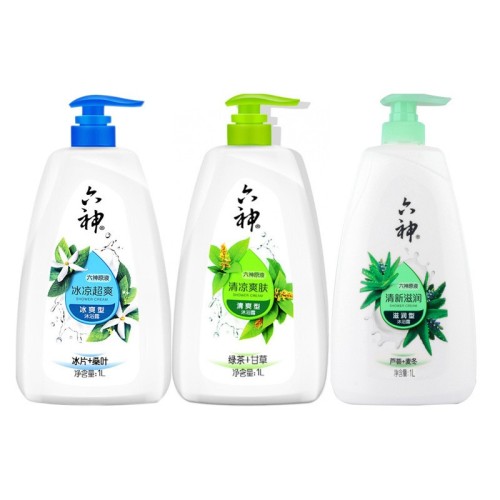 Liushen Shower Gel Family Pack Green Tea Borneol Reed Cold Cool and Comfortable Large Bottle 1L Liushen Body Lotion