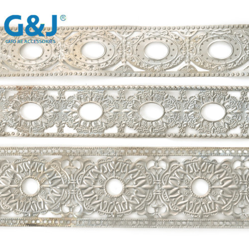 Metal Hardware Crafts Iron Sheet Stamping Plate Iron Surrounding Border Double Hole Lace with Decorative Raw Material Right Angle Edging