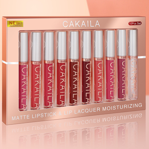 Foreign Trade Cross-Border E-Commerce Exclusive for： Cakaila/Kakela 10-Piece Lipstick Matte No Stain on Cup Waterproof Lip Gloss