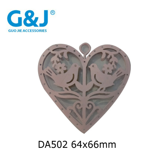 da502 factory wholesale and direct selling wrought iron plate stamping christmas gift pendant flat double bird peach heart type