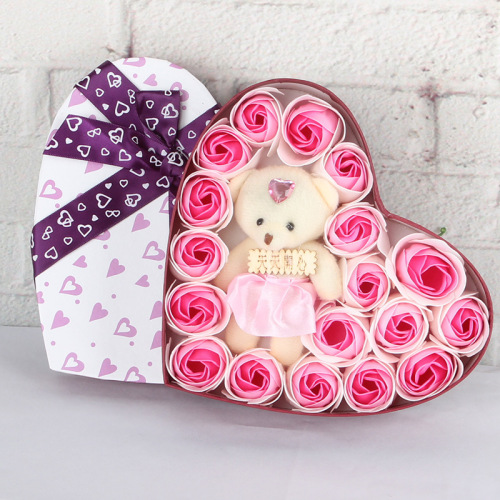 soap flower creative gifts valentine‘s day gifts wedding supplies promotion heart-shaped rose hardcover gift box manufacturers wholesale