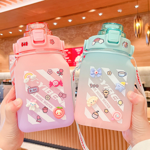 Internet Celebrity Cute Big Belly Cup Heat-Resistant Portable Kettle Student Frosted Plastic Cup Female High-Looking Water Cup Large Capacity 