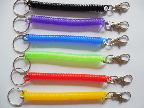 pu plastic protection lost spring rope key chain color telephone line spring rope keychain lost rope