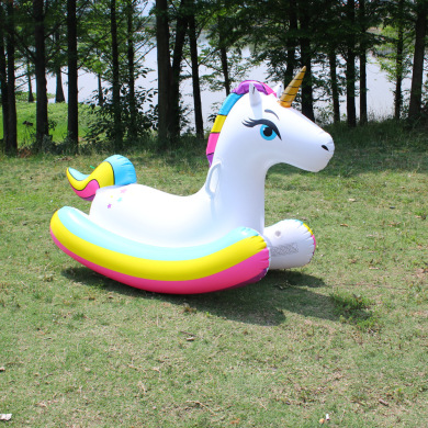 厂家现货水上充气玩具pvc充气独角兽坐骑浮排 成人儿童水上玩具