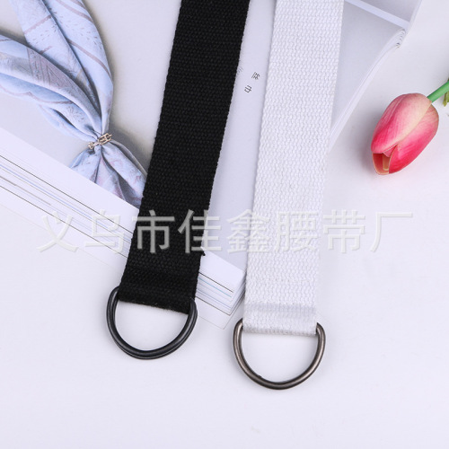unisex knitted solid color belt british stripe casual d-shaped buckle fashion all-match polyester-cotton belt 043
