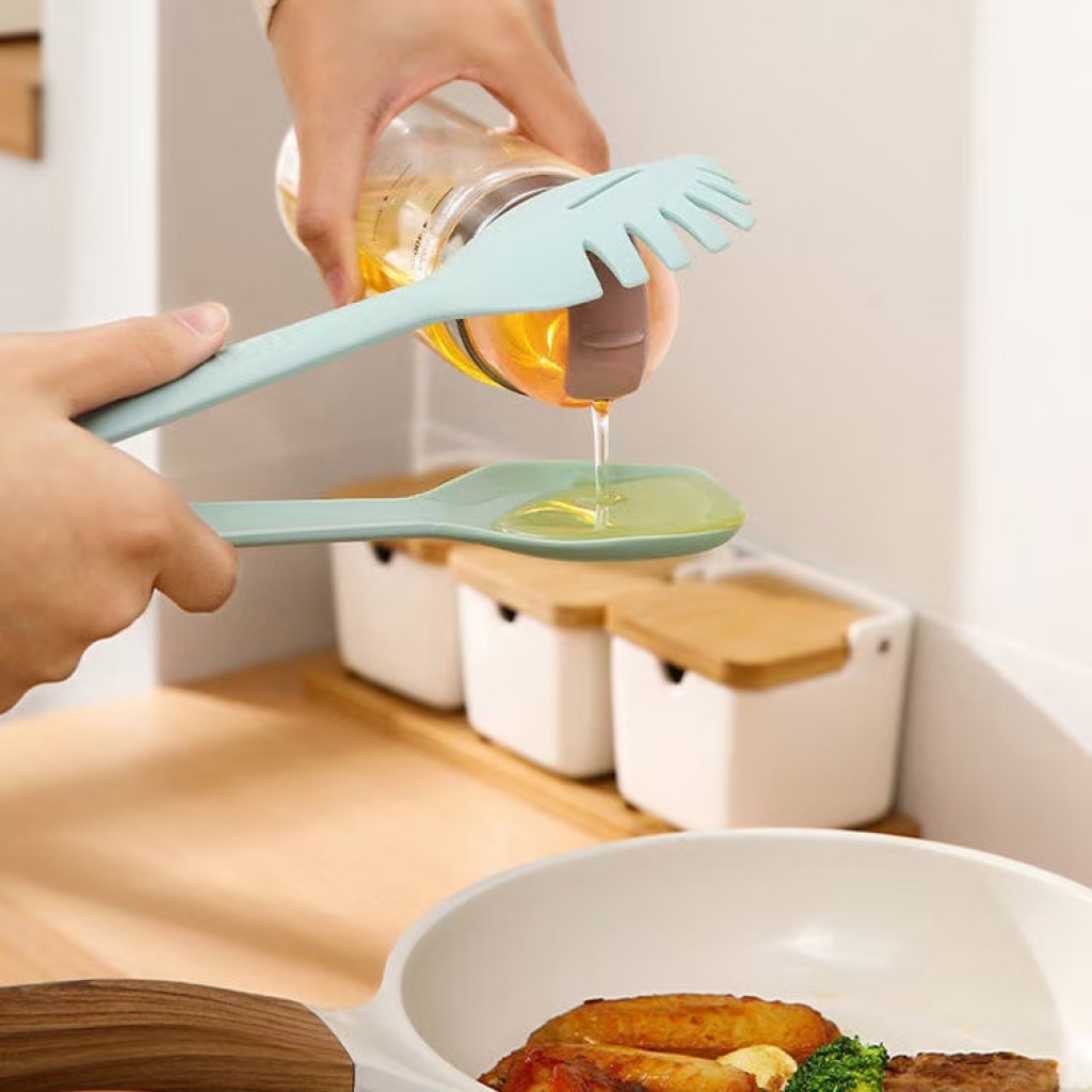 Multi-functional silicone food tongs, kitchen heat-resistant bread, steak, pasta tongs, noodles, salad, cake spatula pic 1