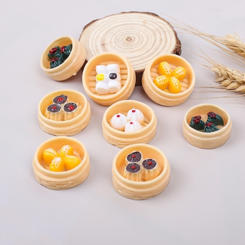 Simulation Candy Toy Small Cage Bag Steamed Dumplings Steamed Pork Dumplings Cream Glue Phone Case Stationery Box Hair Clips Hair Accessories DIY Resin Accessories