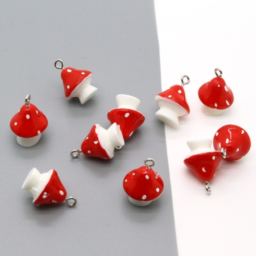 Cute Synthetic Resin Mushroom Earrings Pendant DIY Necklace Earrings Keychain Bracelet Ornament Multicolor Accessories