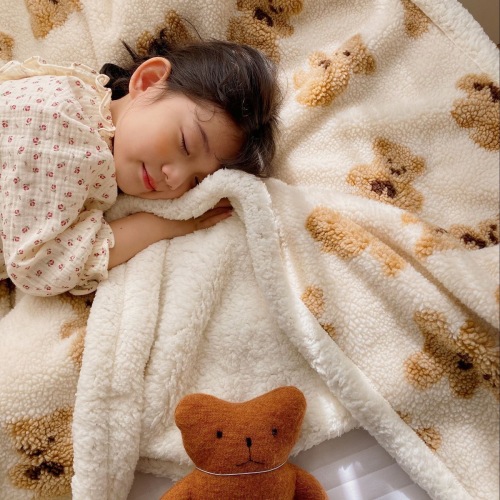 double-layer warm thickened cartoon children‘s blanket bear lambswool blanket nap blanket coral fleece sofa blanket