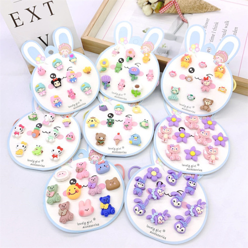 New Little Girl Rabbit Card One Card 10 Pack Small Circle Cartoon Funny Rubber Band Head Hairtie Hair Rope Wholesale