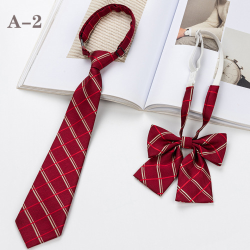 K Plaid Tie-Free Japanese Uniform School Uniform Solid Color Striped Preppy Style Lazy Tie Small Necktie Suit 
