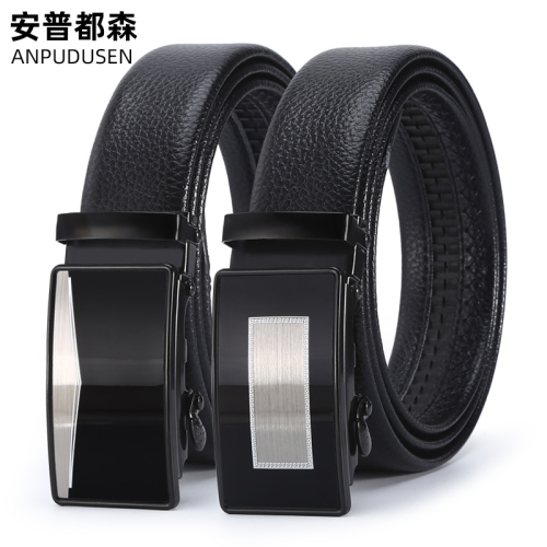 new pant belt men‘s belt iron buckle pu smooth automatic buckle trend youpin stall supply belt wholesale delivery