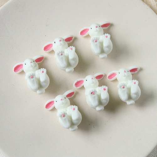 Cute Cute Rabbit Little White Rabbit Doll Resin Patch DIY Handmade Ornament Earrings Accessories Pendant Wholesale 