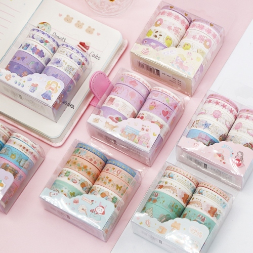 creative cartoon and paper journal tape diy handmade decorative girl heart tape stickers wholesale