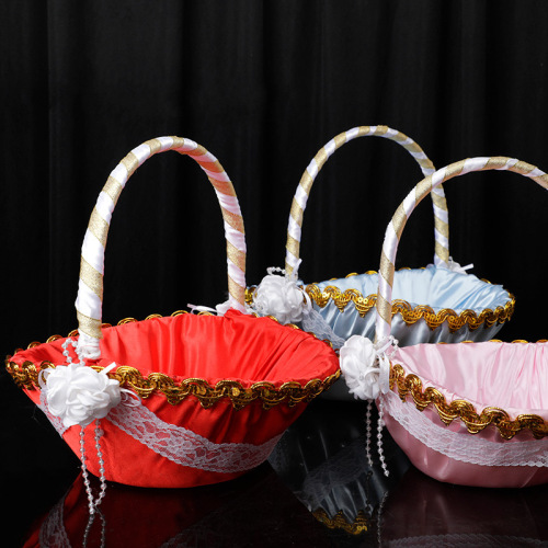 multi-color movable handle bride flower girl flower basket western wedding supplies wedding basket bridesmaid hand-held flower basket