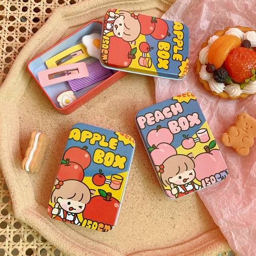 Korean New Internet Celebrity Same Cute Girl Storage Box Girl Journal Stickers Candy Storage Jewelry Tinplate Box 