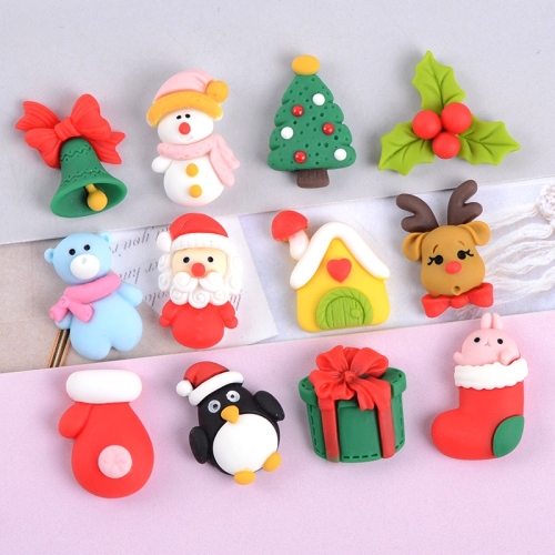 Christmas Accessories Hair Accessories Barrettes Brooch Necklace Earrings Resin Christmas Accessories Cream Phone Case DIY Material