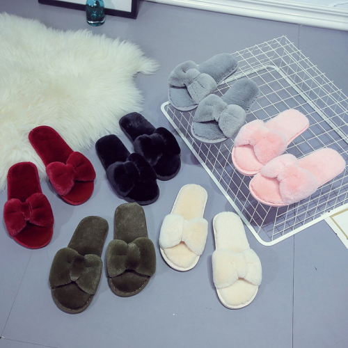 furry slippers female 2022 new home indoor flat non-slip floor slippers soft bottom plush slippers confinement shoes