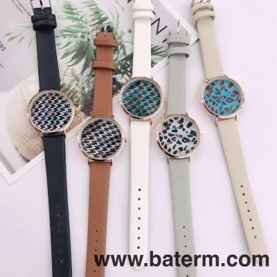 European and American Fashion Houndstooth Leopard Print Watch Women's Cross-Border Fashion Retro Artistic Women's Watch Youth Student Watch
