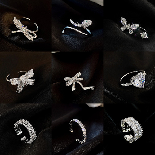korean dongdaemun ins cool style ring female simple fashion zircon open ring internet celebrity light luxury ring tide