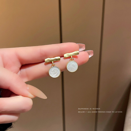 925 Silver Needle Simple Letter Small Earrings Female Temperament Ins cool Style Circle Earrings Niche Design Earrings