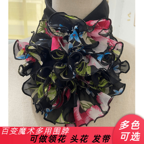 Scarf Color Matching Women‘s Four Seasons Can Wear New Bow Tie Bandana Flower Fashion Korean Style Internet Celebrity Same Style Variety Fake Collar