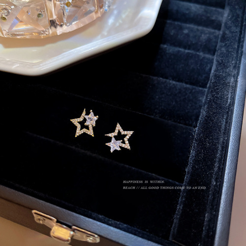 korea elegant internet celebrity light luxury high-grade earrings female zircon five-pointed star earrings 2022 new fashion ear jewelry