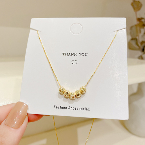 Gold Doudou Titanium Steel Necklace Korean Style Simple Ins Cold Style Clavicle Chain Fashion Graceful Online Influencer Accessories
