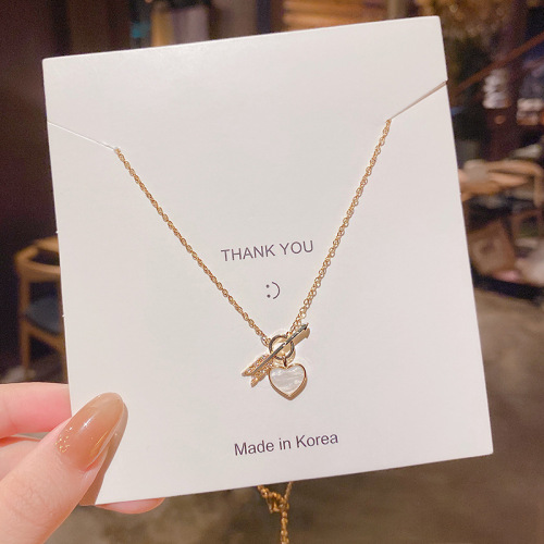 one arrow through heart necklace south korea simple personality temperament shell titanium steel clavicle chain female online influencer trendy all-match pendant