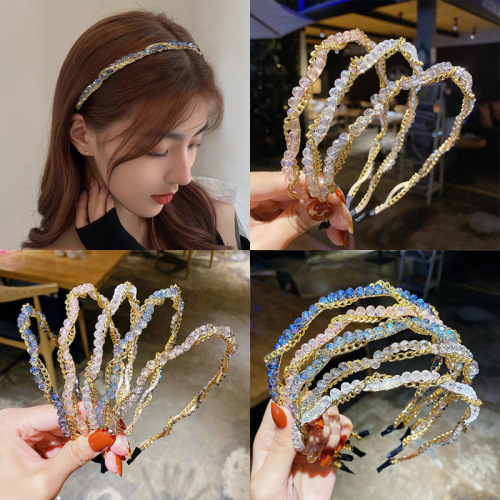 metal rhinestone chain headband thin edge pressure hair headband face wash makeup hairpin korean style new elegant temperament hair accessories