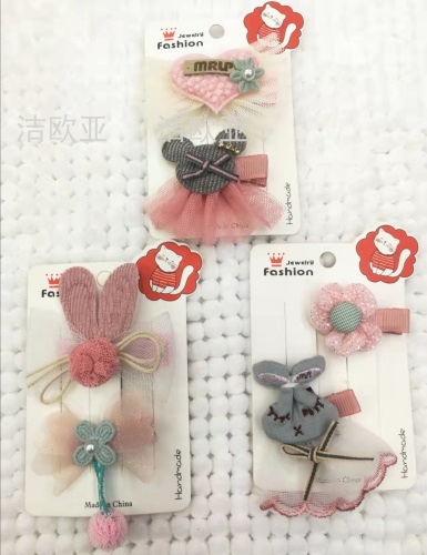 korean children‘s all-covered cloth new baby broken barrettes sweet cute fabric flower cartoon barrettes
