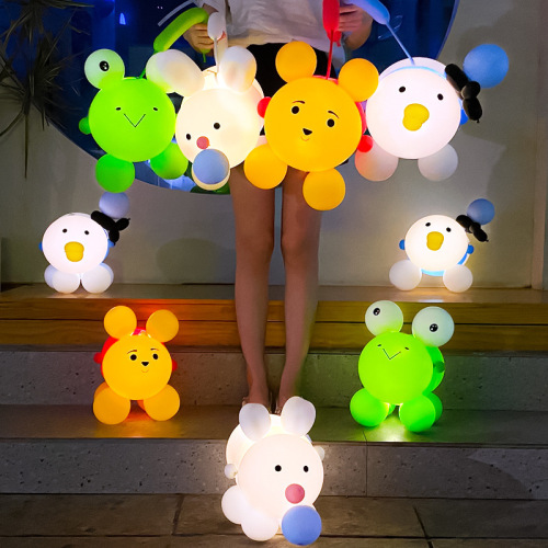 New Year Children‘s Lantern DIY Handmade Material with Light Push Stall New Cartoon Shape Luminous Balloon