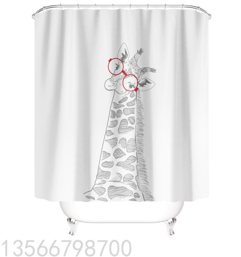 [Muqing] Waterproof Shower Curtain Set Customizable Punch-Free Mildew-Proof Waterproof Shower Curtain Set Factory Direct Sales