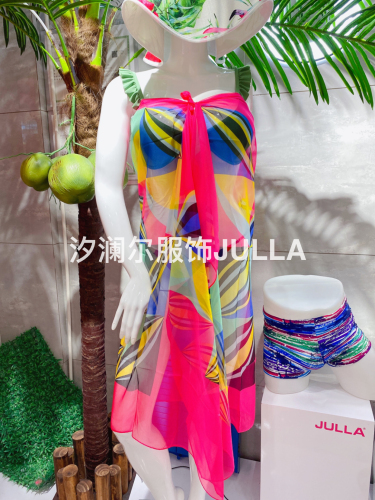2023 new summer beach towel bikini versatile shawl wrap skirt chiffon small size scarf 180 * 100cm