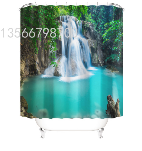 [Muqing] Waterproof Shower Curtain Personalized Digital Printing Waterproof Curtain Bathroom Dry Wet Separation Shower Curtain Set Wholesale