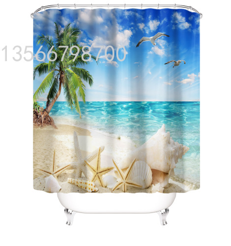 [muqing] thickened shower curtain waterproof cloth wet and dry separation punch-free mildew-proof curtain american curtain shower curtain set