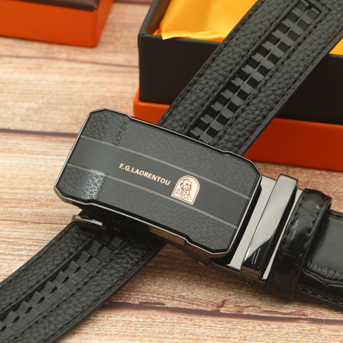 old head/brand men‘s automatic buckle belt youth genuine leather leather belt gift belt online red live broadcast belt