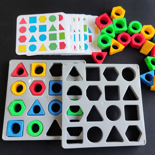 Montessori Children‘s Enlightenment Shape Color Cognition Matching Toy Geometric Figure Puzzle Puzzle Desktop Parent-Child Game