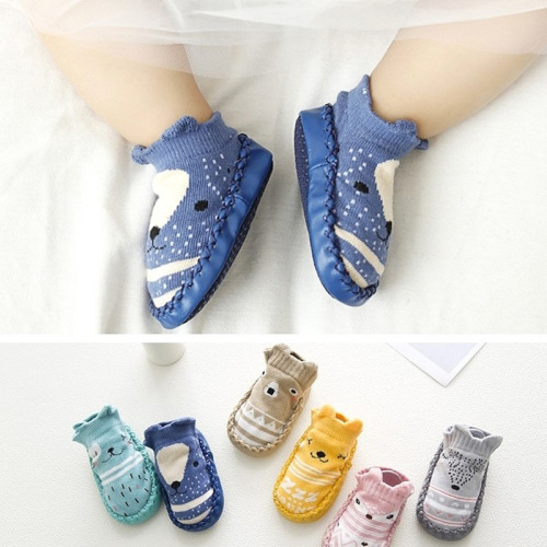 1 New Cartoon Baby Leather Bottom Socks Baby Toddler Shoes Socks Fox Non-Slip Soft Bottom Floor Socks Wholesale 