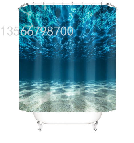 [Muqing] Digital Printed Thickening Shower Curtain Mildew-Proof Hanging Curtain Bathroom Water-Repellent Cloth Punch-Free Partition Shower Curtain Set