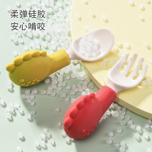 baby learning to eat training spoon fork short handle silicone spoon fork baby ppsu children‘s tableware complementary food spoon fork