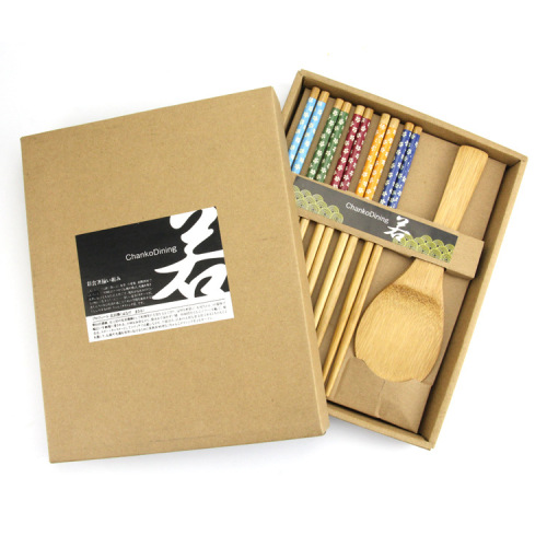 Wholesale Small Floral Print Bamboo Chopsticks Japanese Chopsticks Insurance Company Bank Enterprise Business Gift Set