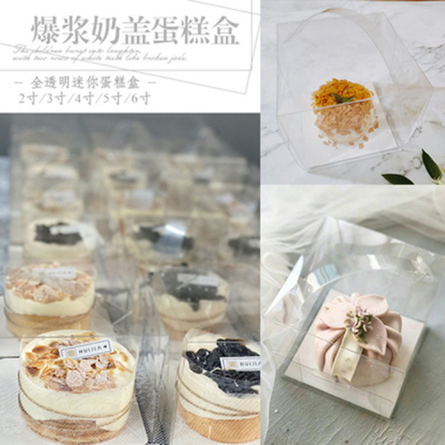 Spot Online Celebrity 4-Inch 5-Inch Portable Transparent Cake Box Cheese Dessert Packaging Pet Small Pastry Box Baking Packaging